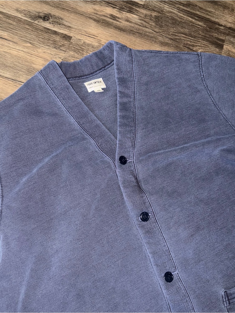 Todd Snyder Blue V-Neck Button Cardigan